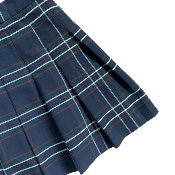 Sunday Best Pleated A Line Plaid Mini Skirt Sz 10 Navy Red Green Preppy - Picture 4 of 9